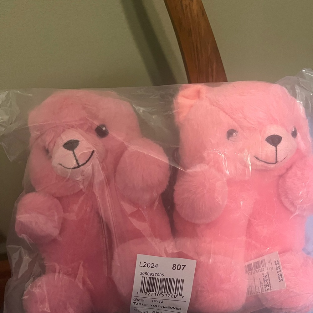 The Children's Place Pink Bear Slippers